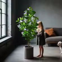 82-144cm Large Artificial Ficus Tree Fake Magnolia Plants Branch Tall Banyan Tree Faux Nandina Tree Rubber For Home Garden Decor