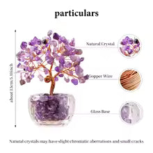 1pc Natural Crystal Money Tree Ornament Feng Shui Wealth Tree with Gemstone Abundance Bowl for Home Office Decoration